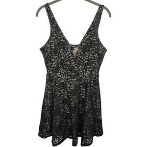 Express Mini Dress Black Lace Attached Shorts Lined Sleeveless Womens Medium